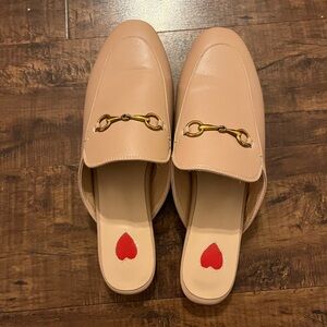 Women's Tan Loafers with Gold Detail